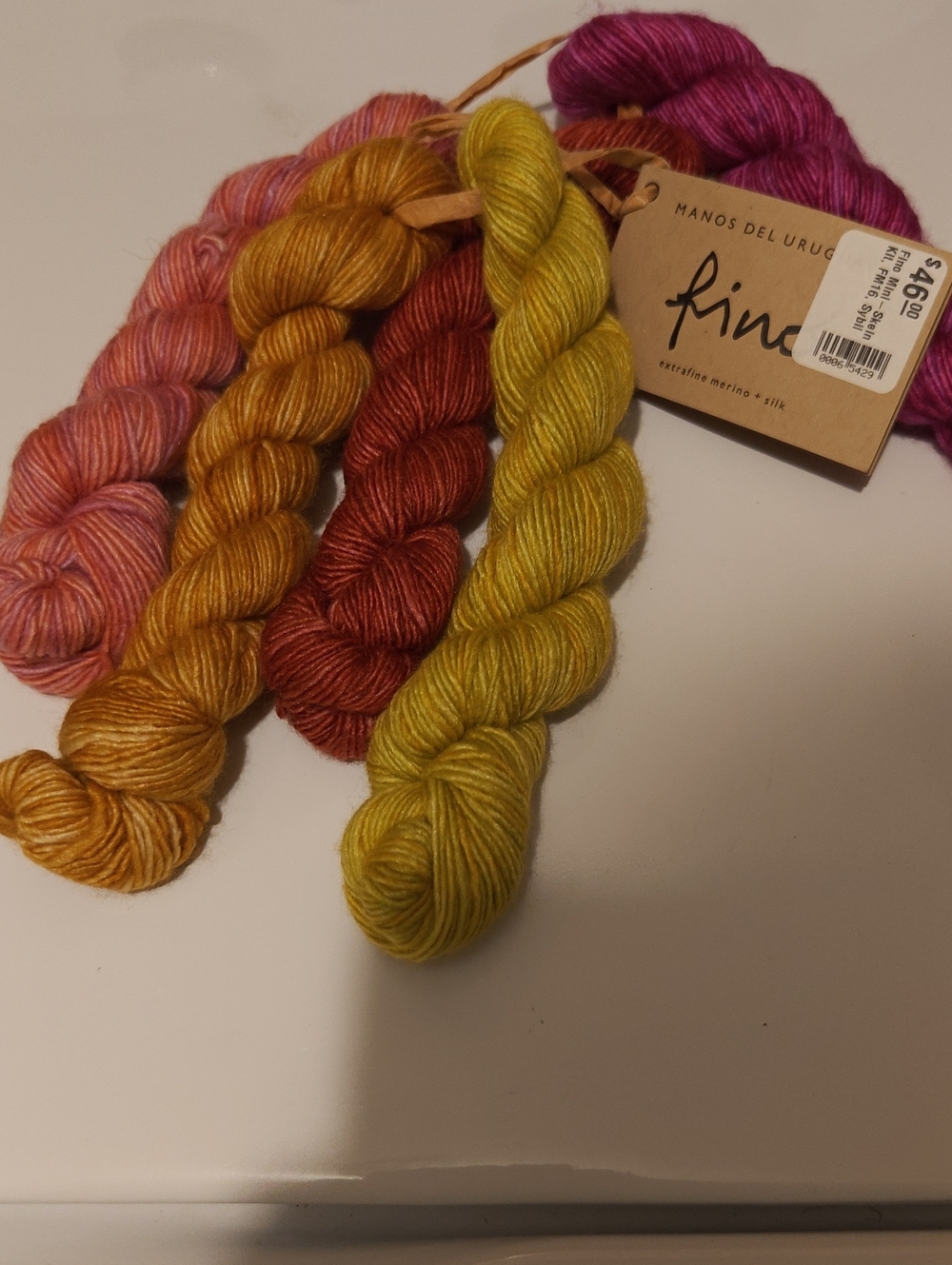Fine Yarn - Multicolor Mini Skein Set (Pink, Gold, Red, Yellow, Magenta)